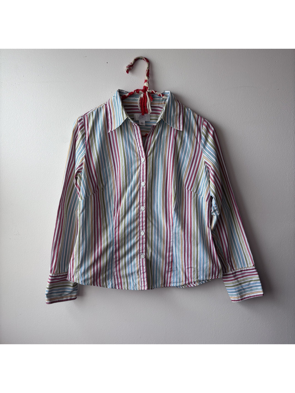 Ann Taylor LOFT Petites Striped Button-Up Shirt 8P